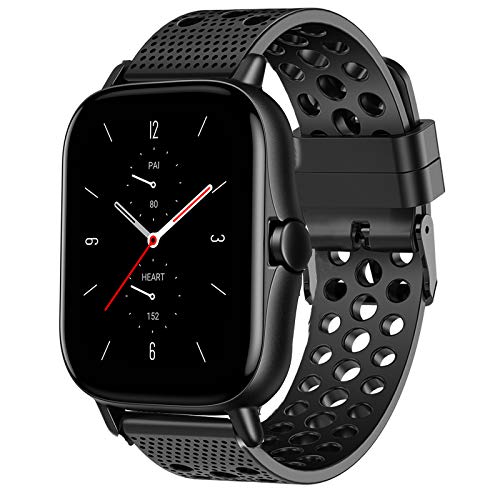 LvBu Armband Kompatibel Für Amazfit GTS 2 Smart Watch, Sport Silikon Classic Ersatz Uhrenarmband Für Amazfit GTS 2 Smartwatch (schwarz) von LvBu