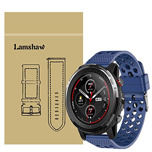 LvBu Armband Kompatibel Für Amazfit Stratos 3, Sport Silikon Classic Ersatz Uhrenarmband Für Amazfit Stratos 3 Smartwatch (Blau) von LvBu
