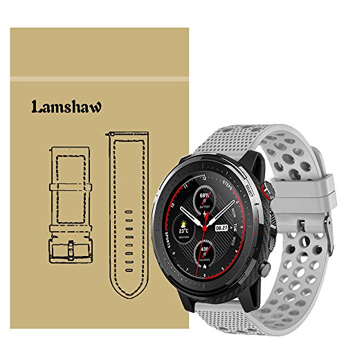 LvBu Armband Kompatibel Für Amazfit Stratos 3, Sport Silikon Classic Ersatz Uhrenarmband Für Amazfit Stratos 3 Smartwatch (Grau) von LvBu