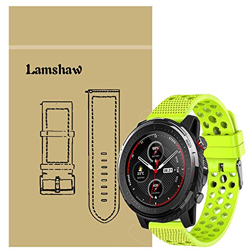 LvBu Armband Kompatibel Für Amazfit Stratos 3, Sport Silikon Classic Ersatz Uhrenarmband Für Amazfit Stratos 3 Smartwatch (Grün) von LvBu
