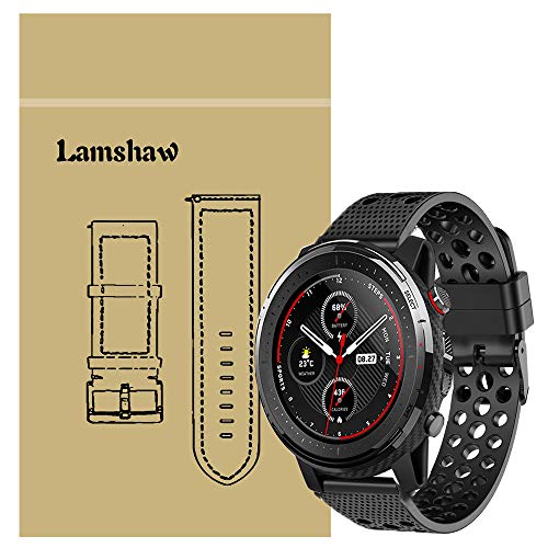 LvBu Armband Kompatibel Für Amazfit Stratos 3, Sport Silikon Classic Ersatz Uhrenarmband Für Amazfit Stratos 3 Smartwatch (Schwarz) von LvBu