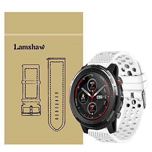 LvBu Armband Kompatibel Für Amazfit Stratos 3, Sport Silikon Classic Ersatz Uhrenarmband Für Amazfit Stratos 3 Smartwatch (Weiß) von LvBu
