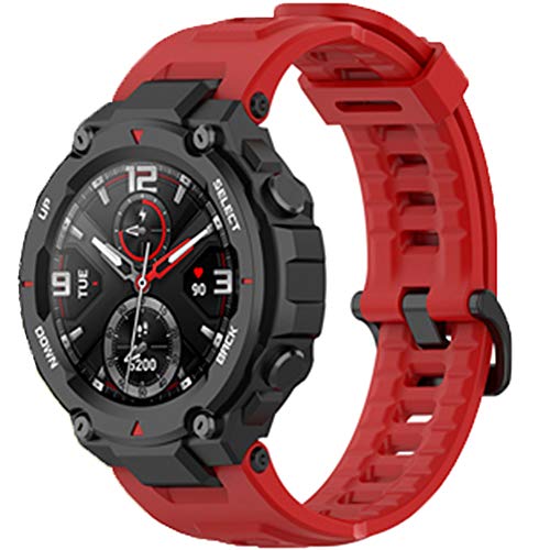 LvBu Armband Kompatibel Für Amazfit T-Rex, Sport Silikon Classic Ersatz Uhrenarmband Für Amazfit T-Rex Smartwatch (rot) von LvBu