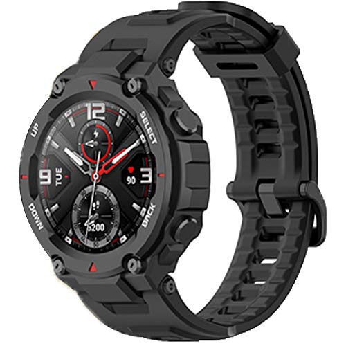 LvBu Armband Kompatibel Für Amazfit T-Rex, Sport Silikon Classic Ersatz Uhrenarmband Für Amazfit T-Rex Smartwatch (schwarz) von LvBu