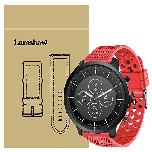 LvBu Armband Kompatibel Für Fossil Collider HR, Sport Silikon Classic Ersatz Uhrenarmband Für Fossil Hybrid Smartwatch HR Collider/Fossil Collider Hybrid Smartwatch (Rot) von LvBu