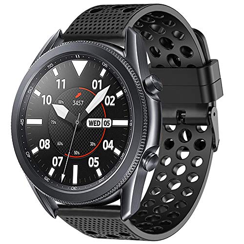 LvBu Armband Kompatibel Für Galaxy Watch 3, Sport Silikon Classic Ersatz Uhrenarmband Für Samsung Galaxy Watch 3 Smartwatch (41mm case, schwarz) von LvBu