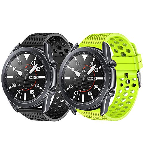LvBu Armband Kompatibel Für Galaxy Watch 3, Sport Silikon Classic Ersatz Uhrenarmband Für Samsung Galaxy Watch 3 Smartwatch (41mm case, schwarz+Grün) von LvBu