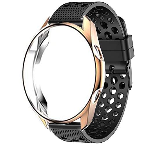 LvBu Armband Kompatibel Für Galaxy Watch 3, Sport Silikon Classic Ersatz Uhrenarmband Für Samsung Galaxy Watch 3 Smartwatch (45mm case, Roségold hülle+schwarz Armband) von LvBu