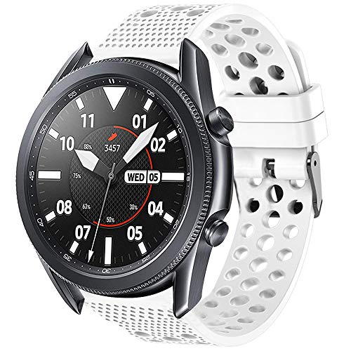LvBu Armband Kompatibel Für Galaxy Watch 3, Sport Silikon Classic Ersatz Uhrenarmband Für Samsung Galaxy Watch 3 Smartwatch (45mm case, Weiß) von LvBu