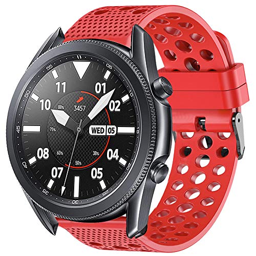 LvBu Armband Kompatibel Für Galaxy Watch 3, Sport Silikon Classic Ersatz Uhrenarmband Für Samsung Galaxy Watch 3 Smartwatch (45mm case, rot) von LvBu