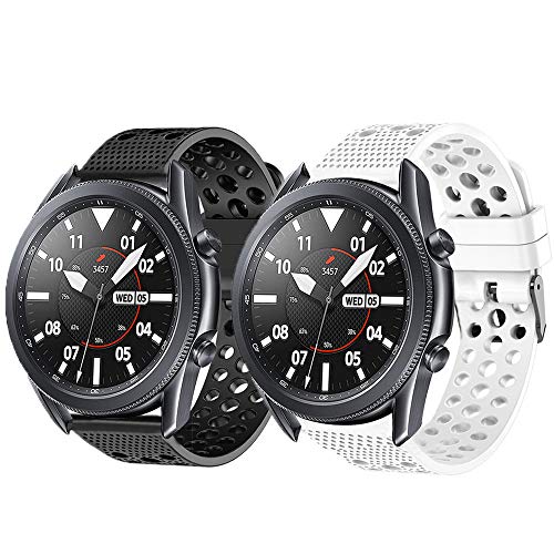 LvBu Armband Kompatibel Für Galaxy Watch 3, Sport Silikon Classic Ersatz Uhrenarmband Für Samsung Galaxy Watch 3 Smartwatch (45mm case, schwarz+Weiß) von LvBu