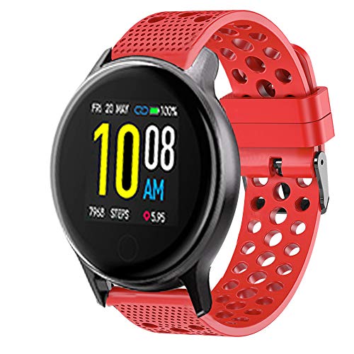 LvBu Armband Kompatibel Für Galaxy Watch Active 2 (40mm), Sport Silikon Classic Ersatz Uhrenarmband Für Samsung Galaxy Watch Active 2 (40mm) Smartwatch (Rot) von LvBu