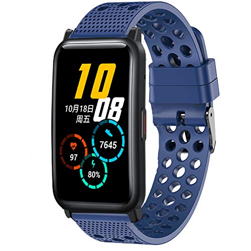 LvBu Armband Kompatibel Für Honor Watch ES, Sport Silikon Classic Ersatz Uhrenarmband Für Honor Watch ES Smartwatch (Blau) von LvBu