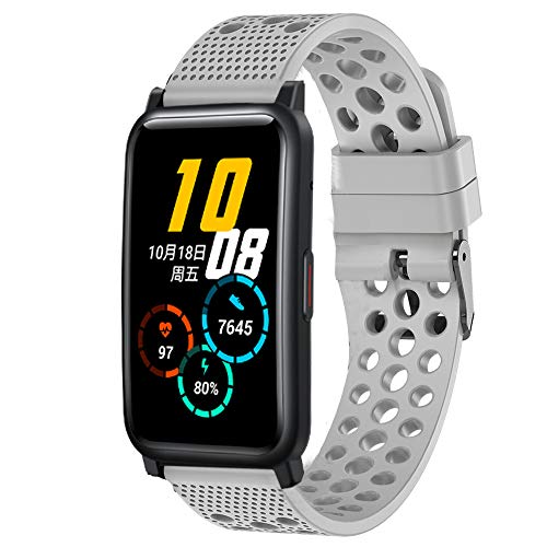LvBu Armband Kompatibel Für Honor Watch ES, Sport Silikon Classic Ersatz Uhrenarmband Für Honor Watch ES Smartwatch (grau) von LvBu