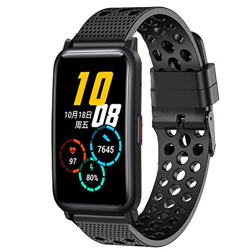LvBu Armband Kompatibel Für Honor Watch ES, Sport Silikon Classic Ersatz Uhrenarmband Für Honor Watch ES Smartwatch (schwarz) von LvBu