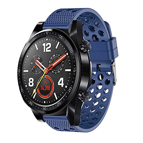 LvBu Armband Kompatibel Für Huawei Watch GT, Sport Silikon Classic Ersatz Uhrenarmband Für Huawei Watch GT Smartwatch (Blau) von LvBu