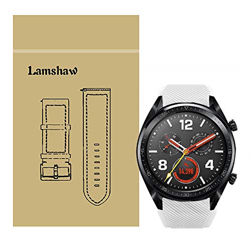 LvBu Armband Kompatibel Für Huawei Watch GT, Sport Silikon Classic Ersatz Uhrenarmband Für Huawei Watch GT Smartwatch (Weiß) von LvBu