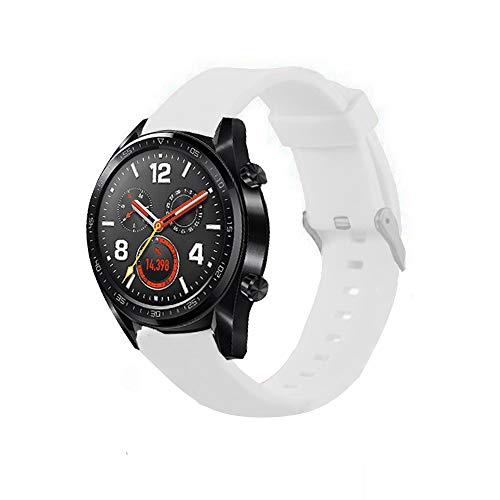 LvBu Armband Kompatibel Für Huawei Watch GT, Sport Silikon Classic Ersatz Uhrenarmband Für Huawei Watch GT Smartwatch (Weiß) von LvBu