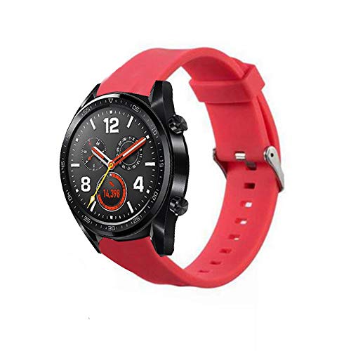 LvBu Armband Kompatibel Für Huawei Watch GT, Sport Silikon Classic Ersatz Uhrenarmband Für Huawei Watch GT Smartwatch (rot) von LvBu