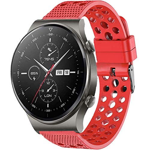 LvBu Armband Kompatibel Für Huawei Watch GT 2 Pro, Sport Silikon Classic Ersatz Uhrenarmband Für Huawei Watch GT 2 Pro Smartwatch (rot) von LvBu