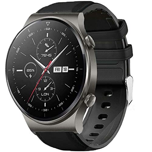 LvBu Armband Kompatibel Für Huawei Watch GT 2 Pro/Watch GT 3 Pro, Leder Silikon Classic Ersatz Uhrenarmband Für Huawei Watch GT3 Pro Smartwatch (schwarz) von LvBu