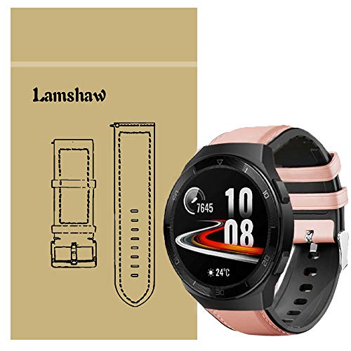 LvBu Armband Kompatibel Für Huawei Watch GT 2e, Leder Silikon Classic Ersatz Uhrenarmband Für Huawei Watch GT 2e Smartwatch (Rosa) von LvBu