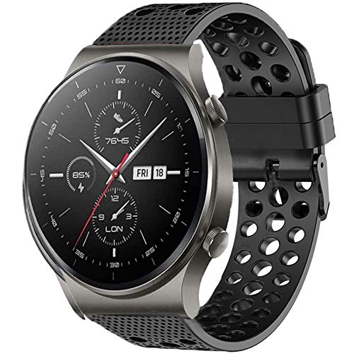 LvBu Armband Kompatibel Für Huawei Watch GT2 Pro, Sport Silikon Classic Ersatz Uhrenarmband Für Huawei Watch GT 2 Pro Smartwatch (schwarz) von LvBu