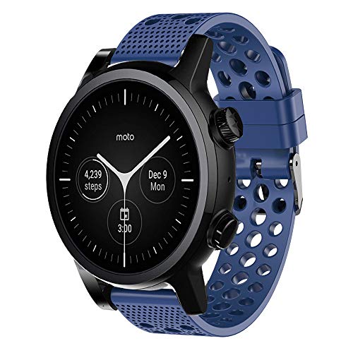 LvBu Armband Kompatibel Für Moto 360 3.gen, Sport Silikon Classic Ersatz Uhrenarmband Für Motorola Moto 360 3. Generation Smartwatch (Blau) von LvBu