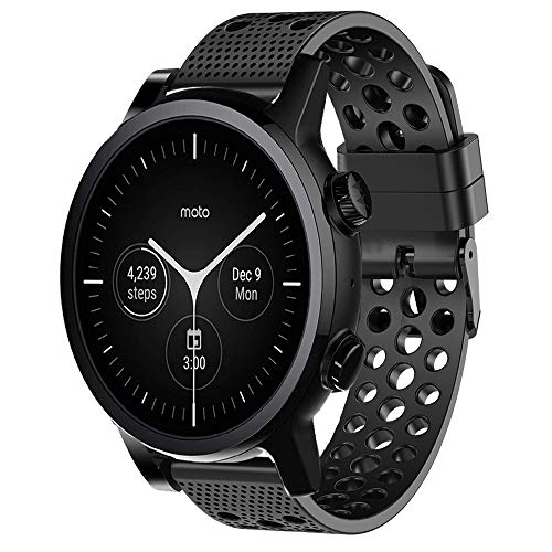 LvBu Armband Kompatibel Für Moto 360 3.gen, Sport Silikon Classic Ersatz Uhrenarmband Für Motorola Moto 360 3. Generation Smartwatch (schwarz) von LvBu