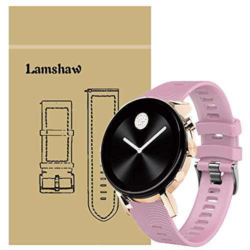 LvBu Armband Kompatibel Für Movado 2.0, Sport Silikon Classic Ersatz Uhrenarmband Für Movado Connect 2.0 Smartwatch 40mm / 42mm (Pink) von LvBu