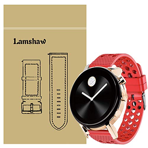 LvBu Armband Kompatibel Für Movado 2.0, Sport Silikon Classic Ersatz Uhrenarmband Für Movado Connect 2.0 Smartwatch 40mm / 42mm (Rot) von LvBu