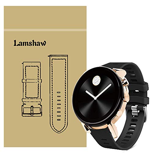 LvBu Armband Kompatibel Für Movado 2.0, Sport Silikon Classic Ersatz Uhrenarmband Für Movado Connect 2.0 Smartwatch 40mm / 42mm (Schwarz) von LvBu