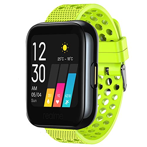 LvBu Armband Kompatibel Für Realme Watch, Sport Silikon Classic Ersatz Uhrenarmband Für Realme Watch Smartwatch (Grün) von LvBu