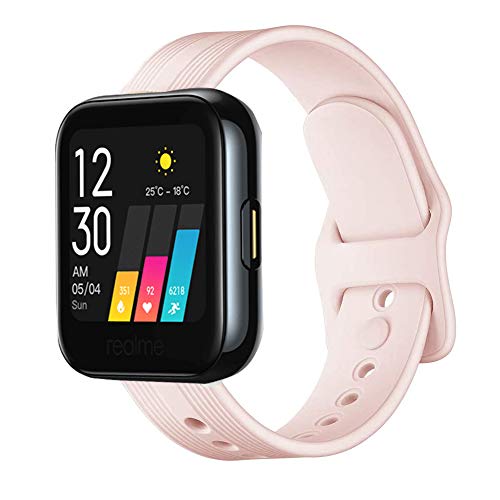 LvBu Armband Kompatibel Für Realme Watch, Sport Silikon Classic Ersatz Uhrenarmband Für Realme Watch Smartwatch (Rosa) von LvBu