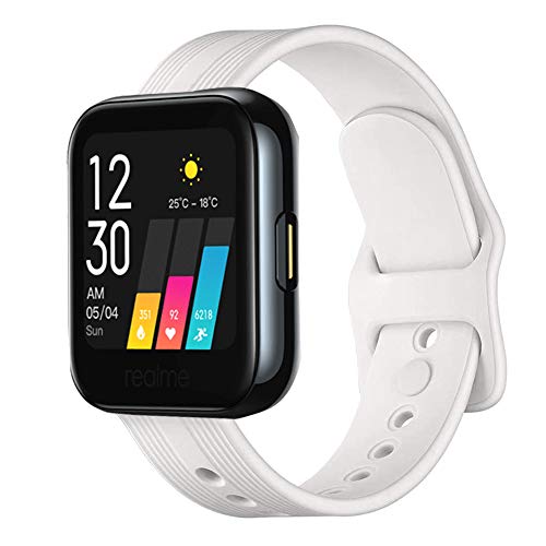 LvBu Armband Kompatibel Für Realme Watch, Sport Silikon Classic Ersatz Uhrenarmband Für Realme Watch Smartwatch (Weiß) von LvBu