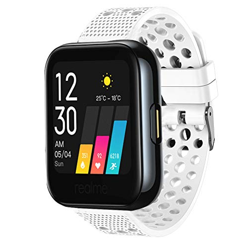 LvBu Armband Kompatibel Für Realme Watch, Sport Silikon Classic Ersatz Uhrenarmband Für Realme Watch Smartwatch (Weiß) von LvBu