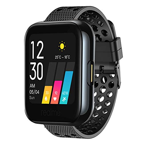 LvBu Armband Kompatibel Für Realme Watch, Sport Silikon Classic Ersatz Uhrenarmband Für Realme Watch Smartwatch (schwarz) von LvBu
