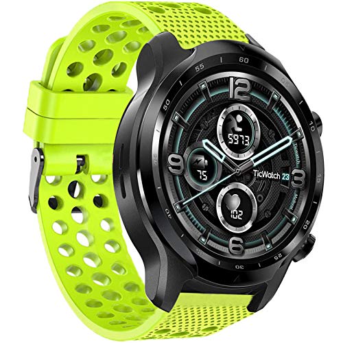 LvBu Armband Kompatibel Für Ticwatch Pro 3, Sport Silikon Classic Ersatz Uhrenarmband Für Ticwatch Pro 3 Smartwatch (Grün) von LvBu