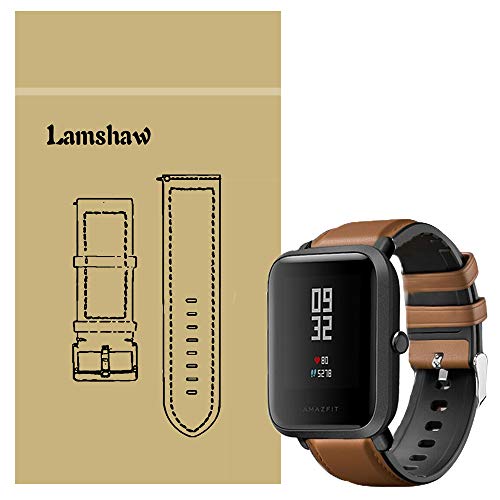 LvBu Armband Kompatibel Für Xiaomi Amazfit Bip, Leder Silikon Classic Ersatz Uhrenarmband Für Xiaomi Huami Amazfit Bip Younth Watch/Amazfit Bip Lite Smart Watch (braun) von LvBu