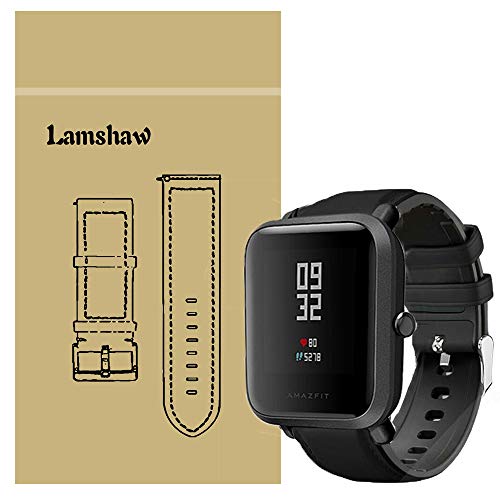 LvBu Armband Kompatibel Für Xiaomi Amazfit Bip, Leder Silikon Classic Ersatz Uhrenarmband Für Xiaomi Huami Amazfit Bip Younth Watch/Amazfit Bip Lite Smart Watch (schwarz) von LvBu