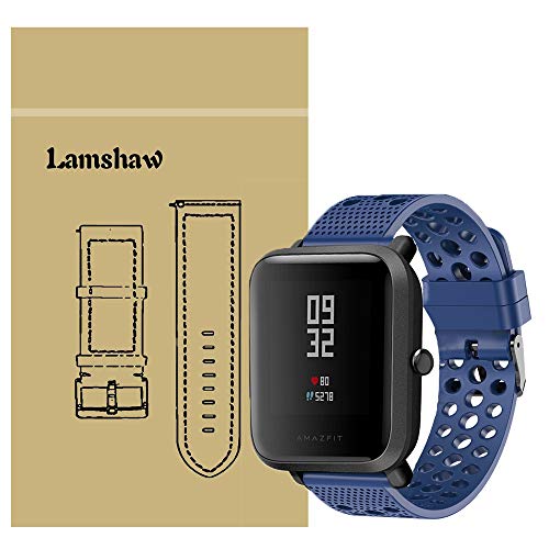 LvBu Armband Kompatibel Für Xiaomi Amazfit Bip, Sport Silikon Classic Ersatz Uhrenarmband Für Xiaomi Huami Amazfit Bip Younth Watch/Amazfit Bip Lite Smart Watch (Blau) von LvBu