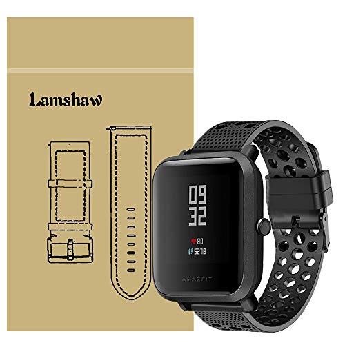 LvBu Armband Kompatibel Für Xiaomi Amazfit Bip, Sport Silikon Classic Ersatz Uhrenarmband Für Xiaomi Huami Amazfit Bip Younth Watch/Amazfit Bip Lite Smart Watch (Schwarz) von LvBu