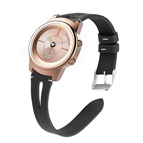 LvBu Armband Kompatibel mit 3Plus Callie, Quick Release Leder Classic Ersatz Uhrenarmband für 3Plus Callie Smartwatch (Schwarz) von LvBu