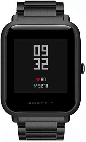 LvBu Armband Kompatibel mit Amazfit Bip, Classic Edelstahl Uhrenarmband für Xiaomi Huami Amazfit Bip Smartwatch (schwarz) von LvBu