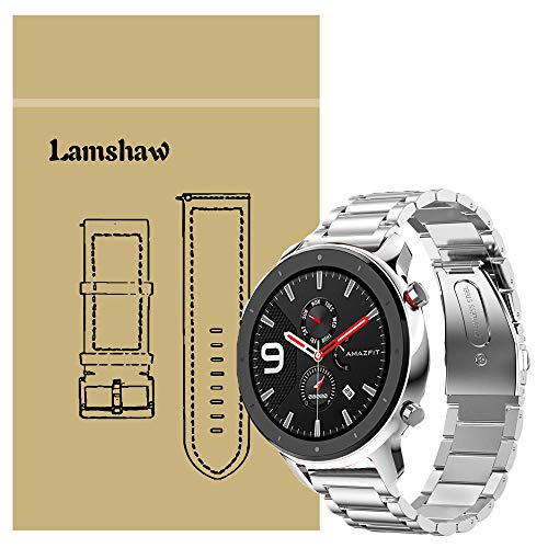 LvBu Armband Kompatibel mit Amazfit GTR, Classic Edelstahl Uhrenarmband für Amazfit GTR 47mm Smartwatch (47mm case, Silber) von LvBu
