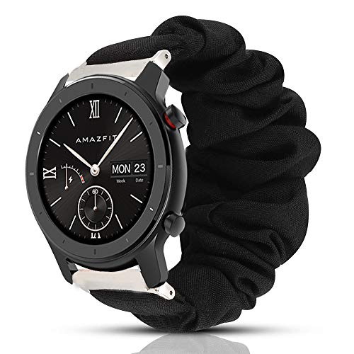 LvBu Armband Kompatibel mit Amazfit GTR 42mm, weiche Haargummis Uhrenarmband für Amazfit GTR 42mm Smartwatch (Schwarz) von LvBu
