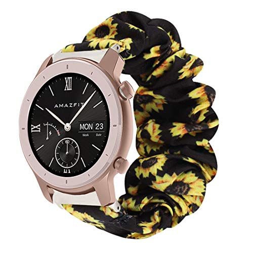 LvBu Armband Kompatibel mit Amazfit GTR 42mm, weiche Haargummis Uhrenarmband für Amazfit GTR 42mm Smartwatch (Sunflower) von LvBu