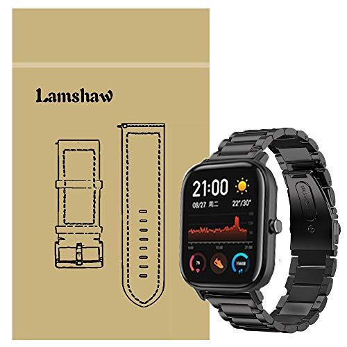 LvBu Armband Kompatibel mit Amazfit GTS, Classic Edelstahl Uhrenarmband für Amazfit GTS Smartwatch (Schwarz) von LvBu