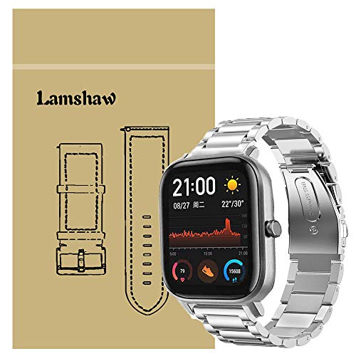 LvBu Armband Kompatibel mit Amazfit GTS, Classic Edelstahl Uhrenarmband für Amazfit GTS Smartwatch (Silber) von LvBu