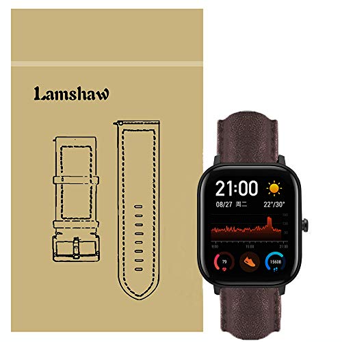 LvBu Armband Kompatibel mit Amazfit GTS, Quick Release Leder Classic Ersatz Uhrenarmband für Amazfit GTS Smartwatch (Braun) von LvBu